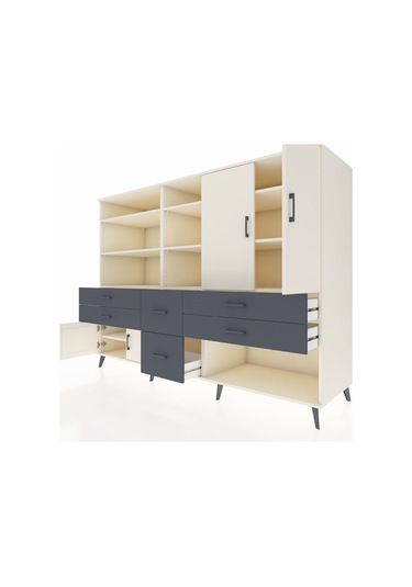 Kronos Dolap 10 Raflı 6 Çekmeceli 4 Kapaklı 220x59x163 Aytaşı-ayt Aytaşı-aytaşı/antrasit