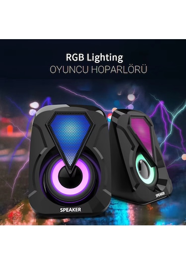 Leefei 1053 Bilgisayar Hoparlörü 1+1 Pc Hoparlörü Usb Speaker Rgb