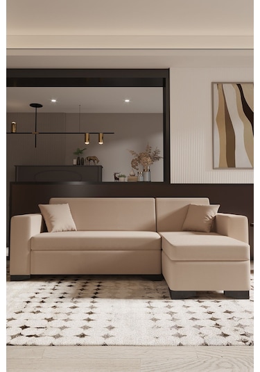 Modalife Toronto Salon & Oturma Odası Uzanmalı Köşe Takımı & L Koltuk Krem