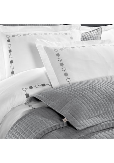 Pasioni Saten Elegante Gri Nakışlı Çift Kişilik Nevresim Takımı Gri