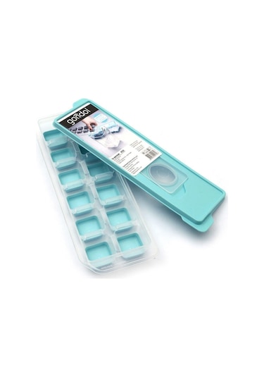12 Bölmeli Bas Çıkar Buz Kalıbı Kapaklı Yapışmaz Buzluk Slikon Buz Kalıbı Çok Renkli