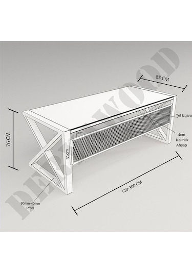 Deryawood Leva Masif Ahşap Bilgisayar Masası-beyaz Ayak-85x160x76 Cm Açık Ceviz