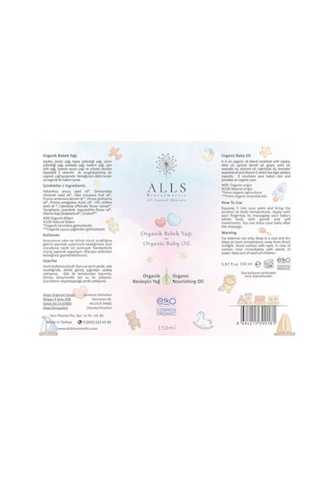 Alls Biocosmetics Organik Bebek Yağı 150 Ml