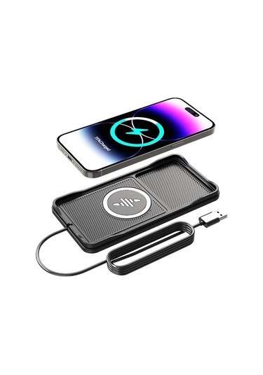 Honeybeeshop Siyah Fast Car Kablosuz Sarj Cihazi İphone Uyumlu 16 15 14 Xiaomi Kaymaz Silikonlu Usb Sarj Pedi