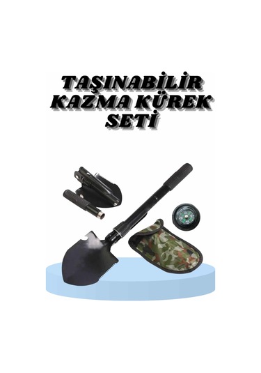Çelik Katlanır Fonksiyonel Kamp Kazma Kürek Ve Kesme Aleti Seti Küçük Kazma Kürek Seti