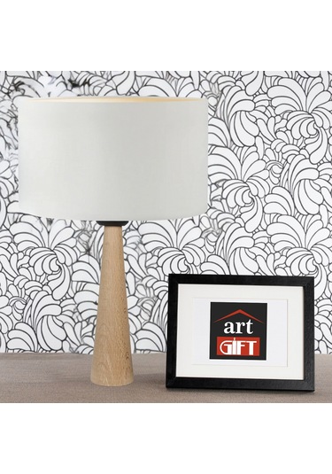 Naturel Masif Ahşap Ayaklı Abajur Silindir Krem Kumaş Başlıklı Masa Lambası Komodin Abajur Krem