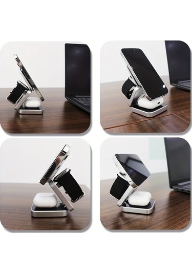 Topshop1 Derin Gri Katlanabilir Stand Hizli Sarj Usb Type C Seyahat Dostu 36v Telefon Kulaklik Saat