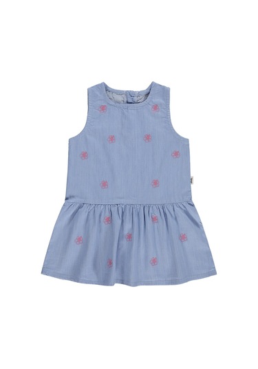 Civil Baby Çiçek Nakışlı 6-18 Ay Elbise - Mavi