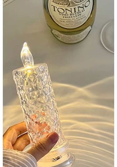 2'li Gül Işıklı Led Mum 13 Cm