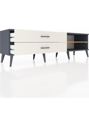 Hyperion Tv Ünitesi Tek Raflı 2 Çekmeceli 176x44x51 Antrasit-çam/aytaşı Atlas Çam/aytası