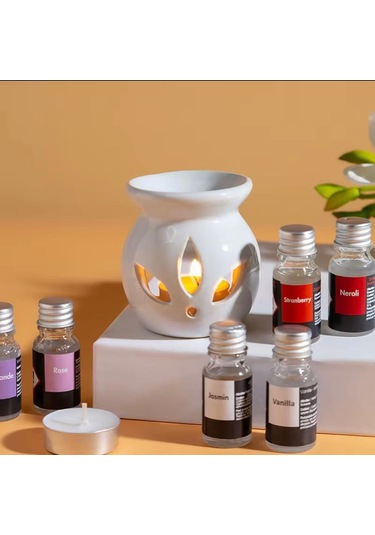 Mercansa Sonx 3 Lü Aromaterapi Uçucu Yağ Seti Ve Seramik Buhurdanlık - Rahatlatıcı Oda Kokusu & Spa Deneyimi