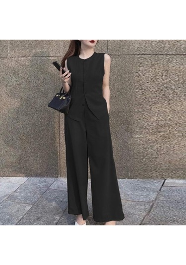 Zanzea Yaz Kıyafetleri Bayan Üstleri Ve Geniş Bacak Pantolon Rahat İki Parçalı Takım Elbise Seti Siyah Zanzea Yaz Kıyafetleri Bayan Üstleri Ve Geniş Bacak Pantolon Rahat İki Parçalı Takım Elbise Seti Siyah