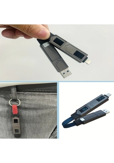 Honeybeeshop 4ü 1 Arada Ultra Hızlı Şarj Kablosu 20 Cm İphone Uyumlu Samsung Xiaomi Usb C İçin Çinko Alaşımlı Veri Kablosu