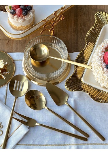 Allegra Mat Gold 5 Parça Sosluk Kepçe Seti