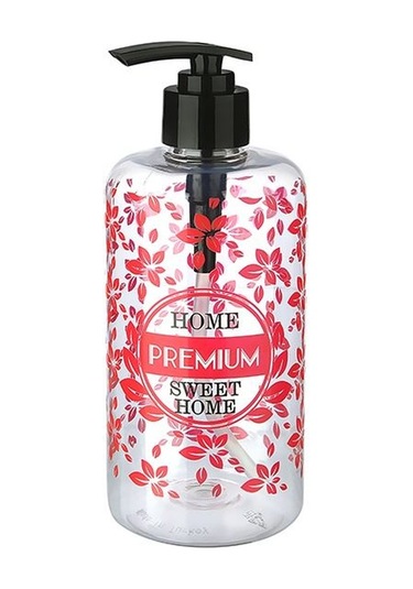 Şeffaf Sıvı Sabunluk Yuvarlak Plastik Pompalı 500 Ml Beyaz