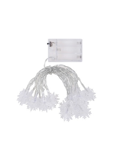 Honmex 3 Metre 20 Led Yıldız Desenli Noel Dekorasyon Işığı - 3 Aa Pil - Sürekli Aydınlatma - Sıcak Beyaz Çok Renkli