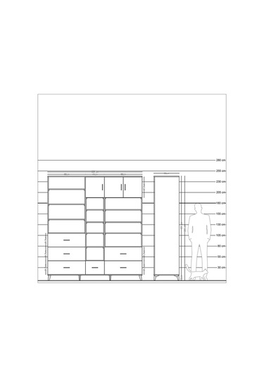 Kronos Dolap 17 Raflı 6 Çekmeceli 3 Kapaklı 220x59x243 Çam-aytaşı/aytaşı Aytası/aytası