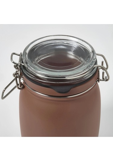 Kavanoz 1 Lt Çap: 12 Cm Yükseklik: 16.5 Cm Contalı Kilitli Bej