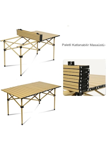 Orta Boy Siyah Katlanır Kamp Masası Piknik Seti Çanta Masa Siyah