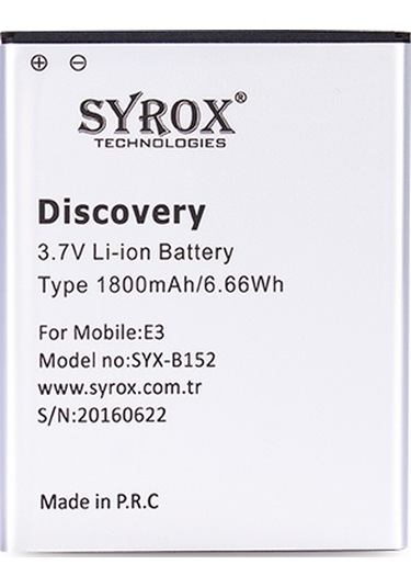 Syrox General Mobile Discovery E3 Batarya 1800 Mah B152