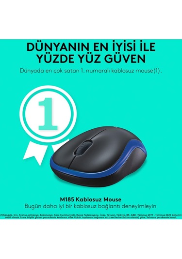 Logitech M185 Kablosuz Mouse Siyah - Mavi 910-002236