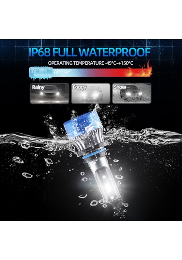Ranyeek Q2 Led Araba Farları 9006/hb4 Çift Paket - Ip68 Su Geçirmez 6000lm 6000k 200m Işık Aralığı