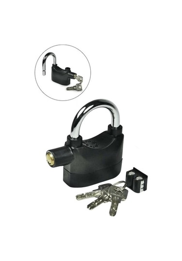 İpek Yıldızı Desibel Siyah Alarmlı Çok Fonksiyonlu Ekstra Güvenlikli Kare Asma Dolap Kilidi