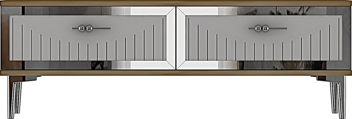 Tsa1204dbs - Tunatv120 Tv Stand, Tv Sehpası Safirmeşe-beyaz-sılver 120cm Beyaz