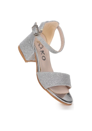 Kiko Kids Alexa Günlük Kız Çocuk 4 Cm Topuklu Sandalet Abiye Ayakkabı Gümüş GÜMÜŞ