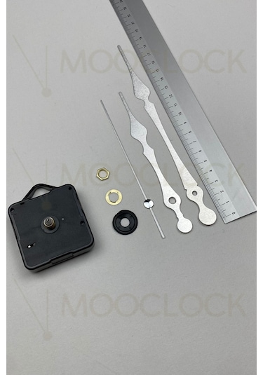 Saat Mekanizması, Akar Sessiz Duvar Saati Mekanizması, 14 Mm Şaft Askılı Gümüş
