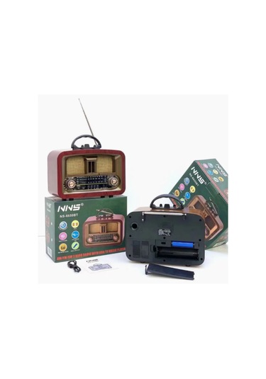 Ns-6650 Büyük Boy Telefon Tutma Aparatlı Retro Ahşap Tasarım Bluetooth Hoparlörlü Radyo Fm/am-440