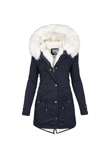 Kadınlar İçin Sonbahar Ve Kış Orta Uzunlukta Kapüşonlu Sıcak Mont Pembe