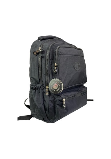 Su Geçirmez Kaliteli Astarlı Krinkıl Kumaş Unisex Iki Gözlü Okul Spor Seyahat Sırt Çantası 30x45cm Siyah Su Geçirmez Kaliteli Astarlı Krinkıl Kumaş Unisex Iki Gözlü Okul Spor Seyahat Sırt Çantası 30x45cm Siyah