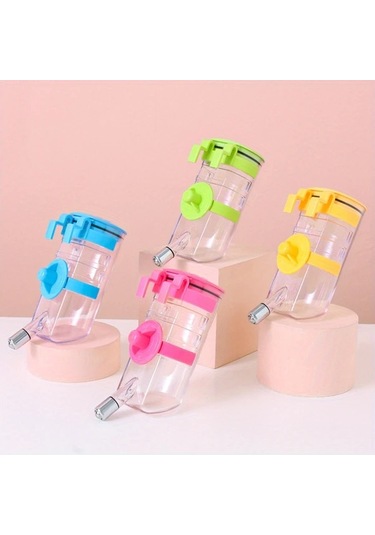 Elmpaly Pembe Sızdırmaz Tasmalı Seyahat Köpek Suluk Seti - Kafes Temizlik Dayanıklı