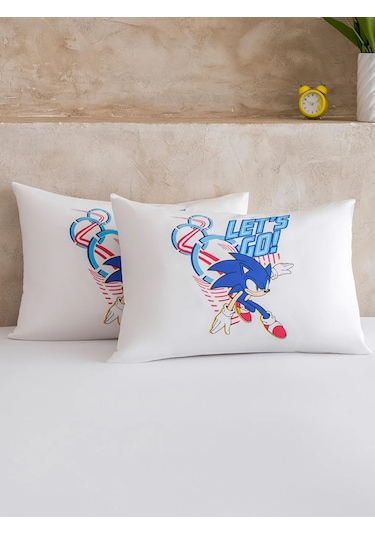 Karışık Sonic Baskılı Yastık Kılıfı 2'li 50x70 Cm Çok Renkli