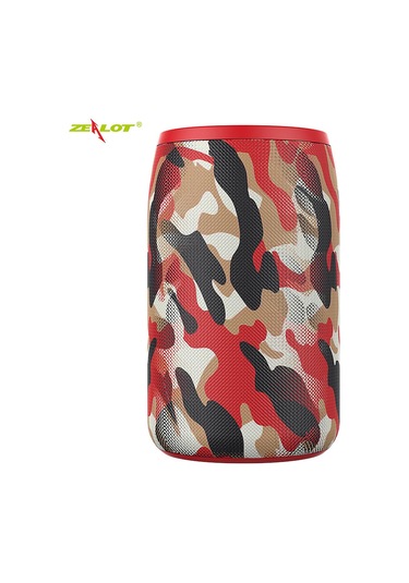 Mufunye Zealot S32 Taşınabilir Bluetooth Hoparlör, 5w Bass, Bt5.0/tf Kart/usb/aux Desteği, 2000mah Pil, Kırmızı Pamuk Kamuflaj