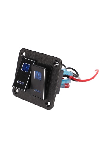 Youtek Araç, Karavan, Tekne Kontrol Paneli - 2 Açma Su Geçirmez Metal Levha - Alüminyum, Mavi Arka Işık, On-off Anahtar