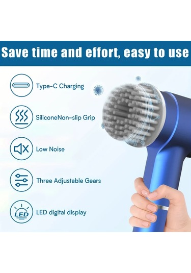 Xuweiwei Mavi Pancerka 1 Takim Elektrikli Temizlik Fircasi 5 Degistirilebilir Firca Basligi Tipc Sarjli Uc Hiz Ayarli Banyo Mutfak Fayans Temizligi