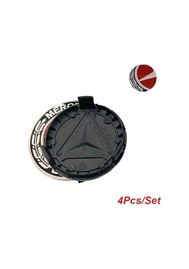 Elmpaly 4 Adet Siyah Kırmızı Mercedes-benz C E S Gla Glc Glk Gl Cls İçin 75 Mm Jant Kapakları Seti