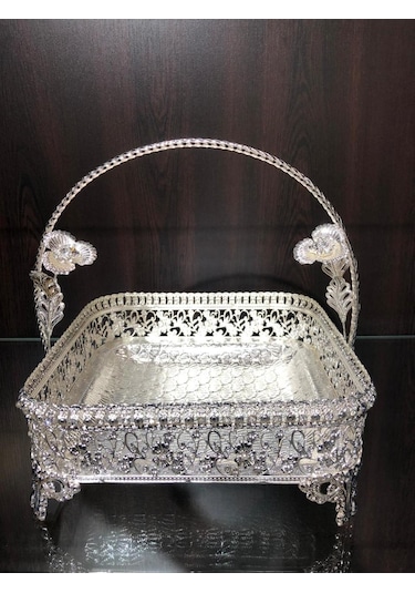 Gümüş Sepet Kristal Taşlı Çikolatalık Meyvelik Lkm-252