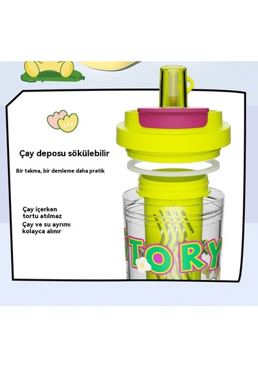 Çay Ve Suyu Ayırmak İçin Büyük Kapasiteli Plastik Su Bardağı Siyah