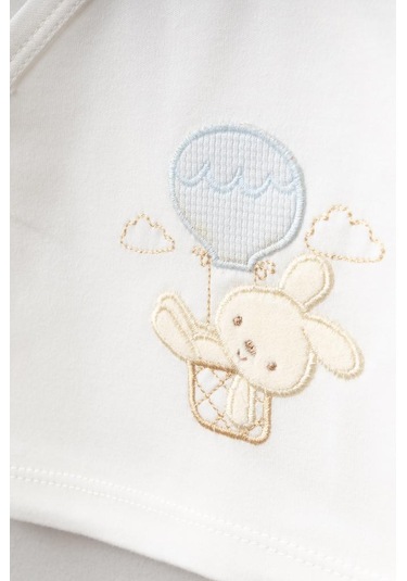 Bebitof %100 Pamuk Balonlu Tavşan Desenli 5 Parça Yenidoğan Hastane Çıkışı Zıbın Seti Bbtf.mv.20119.01 Mavi