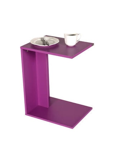 Çok Amaçlı Tekerlekli C Koltuk Sehpası-mor 35x62x45 Cm Gxyxd Pembe