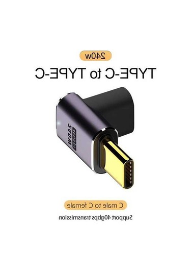 Fastbuy 5a Usb4.0 Otg Adaptör 240w Hızlı Şarj 8k 60hz 90/180 Dirsek Gri