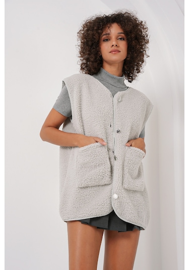 Bigdart 6803 Cepli Peluş Yelek - Gri