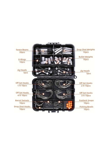Fochsia Toudsplu 148 Parça Texas Balıkçılık Seti Kurşun Jig Oltaları Halka Ve Klipsli Tatlı Ve Tuzlu Su Balık Avı