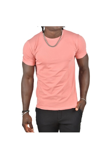 Deepsea Gülkurusu Erkek Dar Kesim Basic Tişört 1801131 Gülkurusu