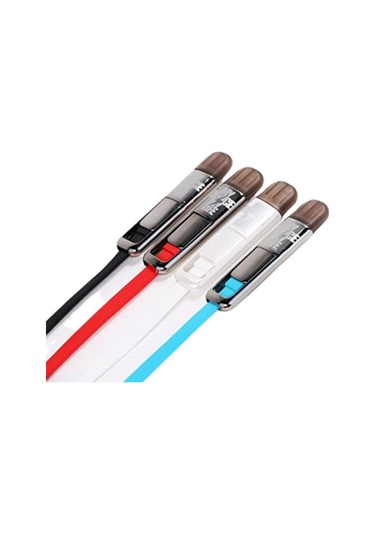 Remax Ikili Yassı 1 Metre Micro Usb iPhone Uyumlu Lightning Şarj Data Kablosu