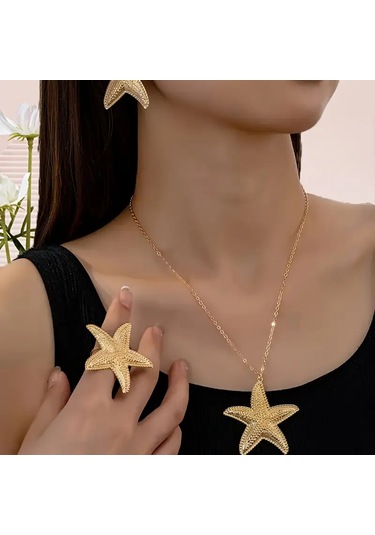 Deniz Yıldızı Niche Tasarim Kadın Takı Seti Altın Kaplama