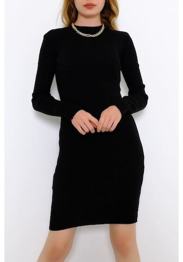 Bensu Store - Bisiklet Yaka Triko Elbise Siyah - 571.1612. 001